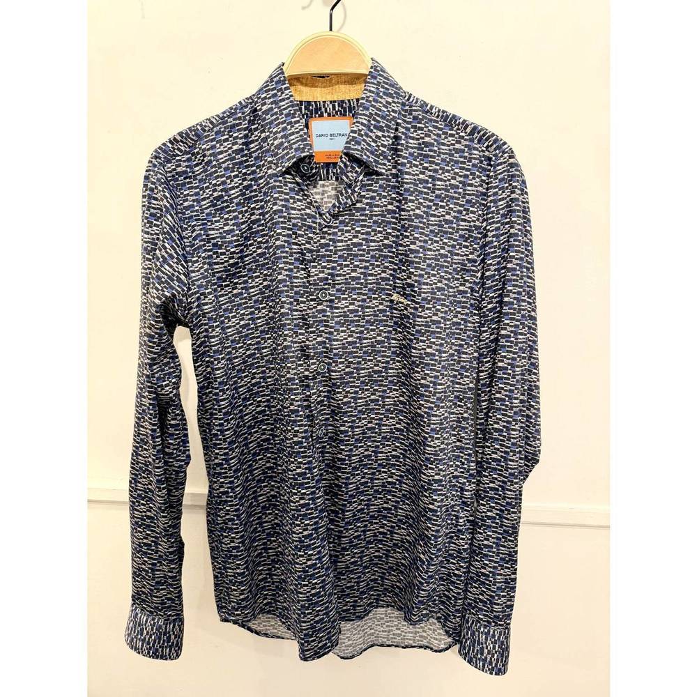 NEW DARIO BELTRAN men's erro long sleeve shirt in blue multi